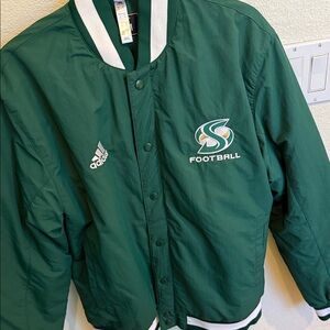 Adidas Green and White Sac State Football Jacket